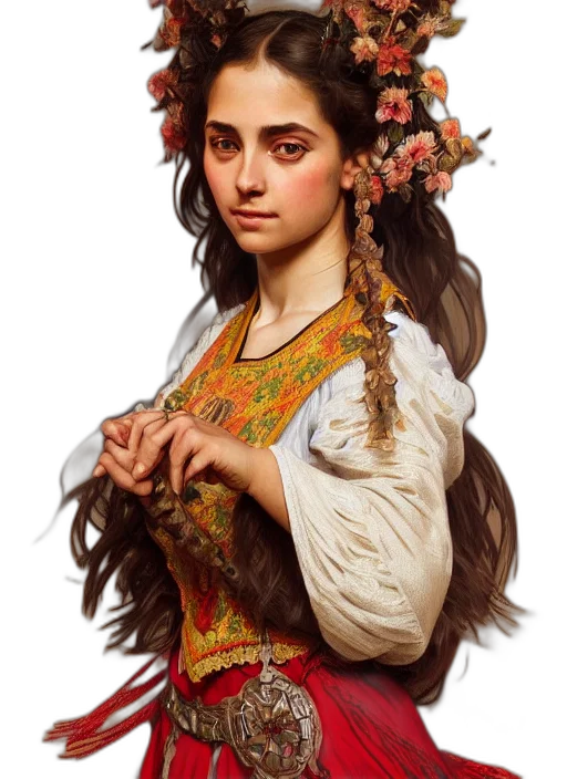 dress, face, crown, staff transparent PNG cut-out