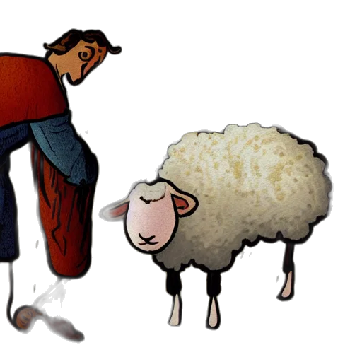 concept art, pixel art, 3d render, sheep transparent PNG cut-out