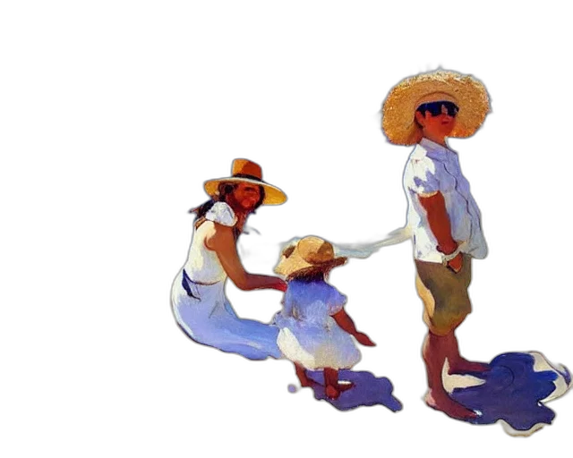 hat, umbrella, oil painting, concept art transparent PNG cut-out