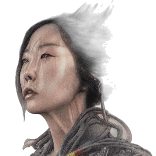 face, dragon, hair, photorealistic transparent PNG cut-out