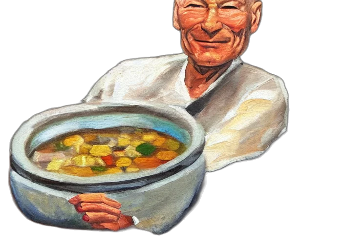 food, face, oil painting, photorealistic transparent PNG cut-out