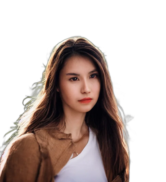 face, hair, jacket, jewelry transparent PNG cut-out