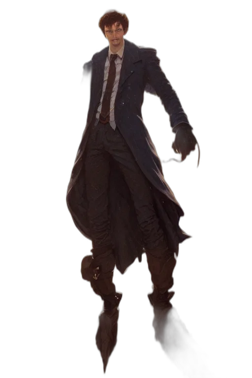 jacket, staff, creature, mask transparent PNG cut-out