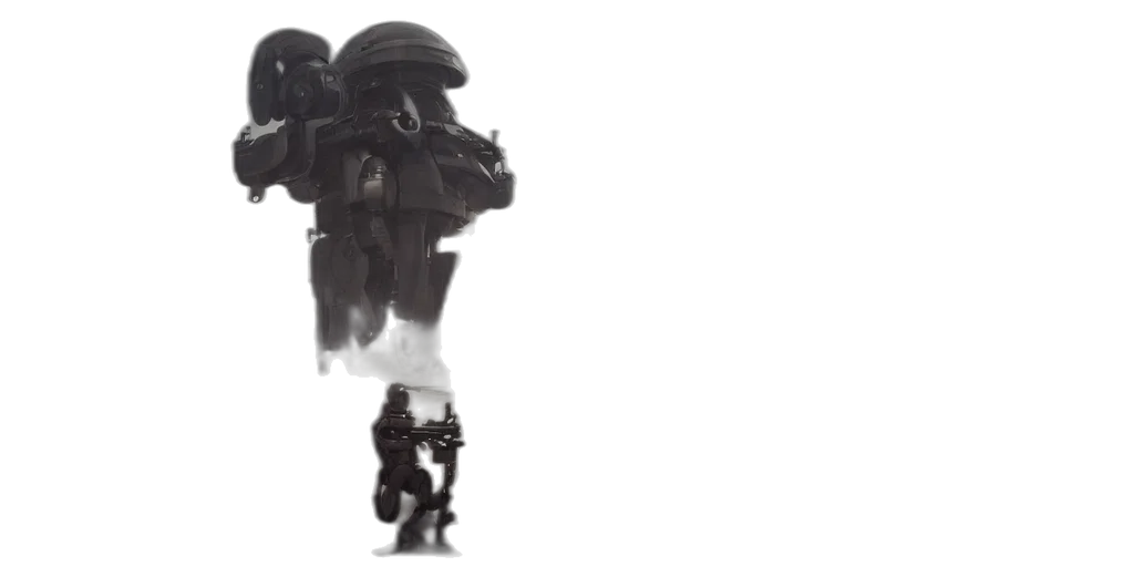 robot, weapon, concept art, 3d render transparent PNG cut-out