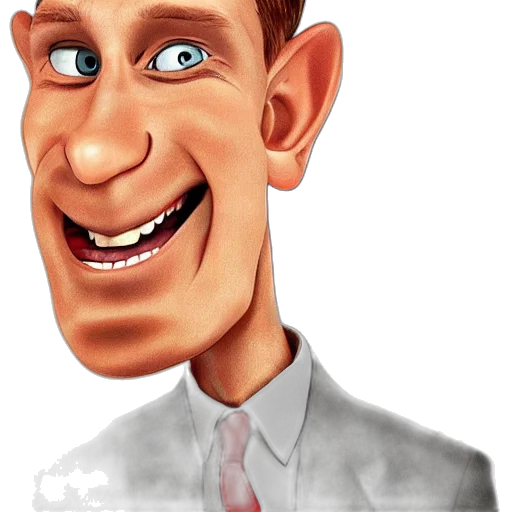 face, staff, cartoon, 3d render transparent PNG cut-out