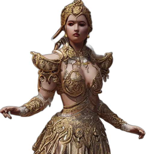 dress, jewelry, staff, crown transparent PNG cut-out