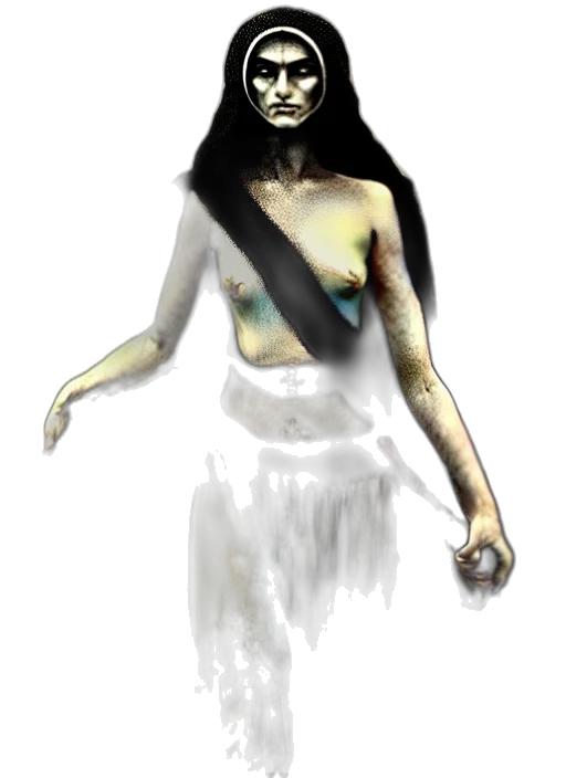 creature, mask, jewelry, staff transparent PNG cut-out