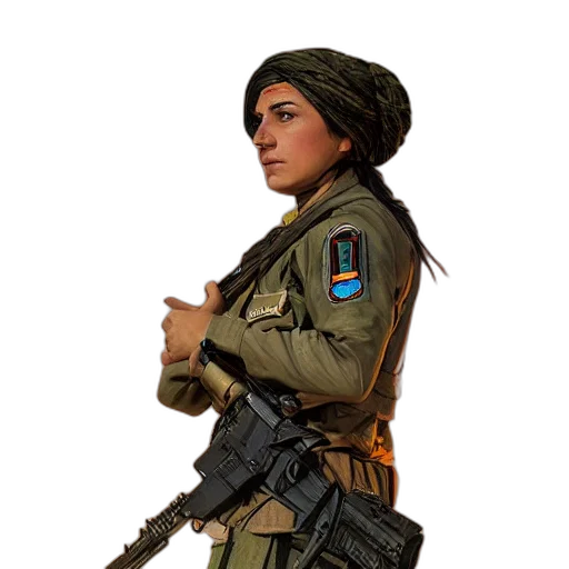 weapon, staff, jacket, face transparent PNG cut-out