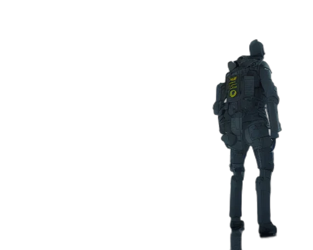 jacket, robot, weapon, staff transparent PNG cut-out