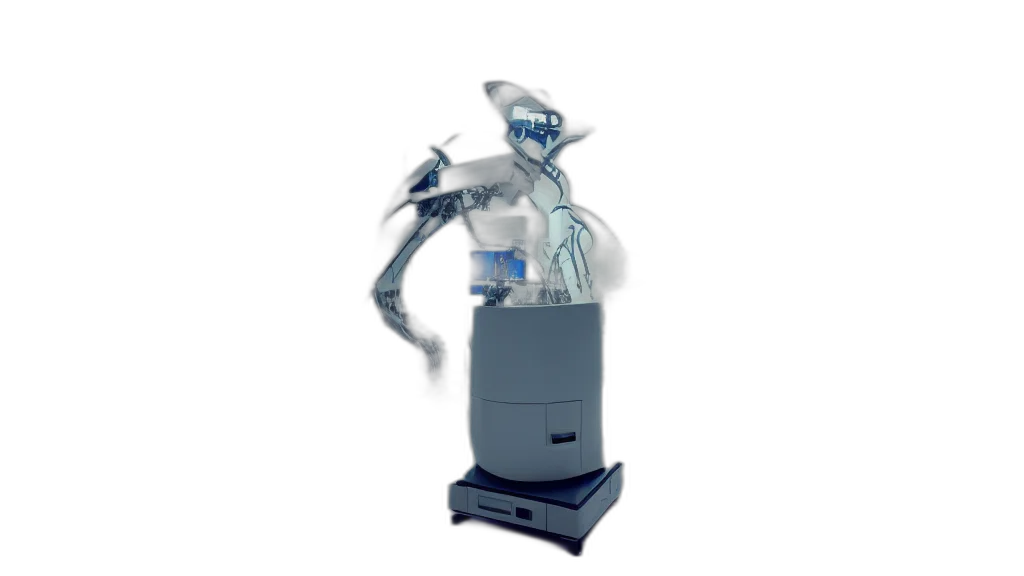 robot, staff, creature, 3d render transparent PNG cut-out