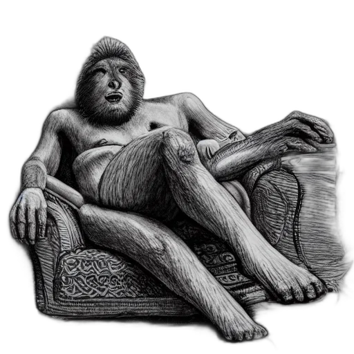 creature, animal, furniture, pencil sketch transparent PNG cut-out