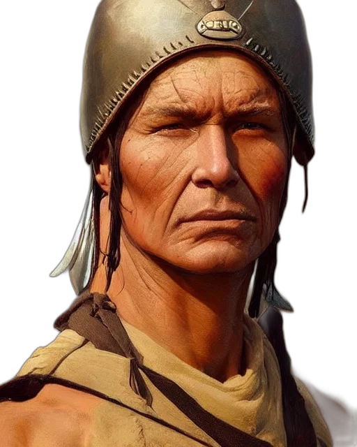 face, hat, staff, weapon transparent PNG cut-out