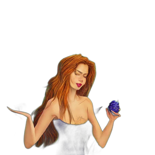 hair, staff, jewelry, dress transparent PNG cut-out