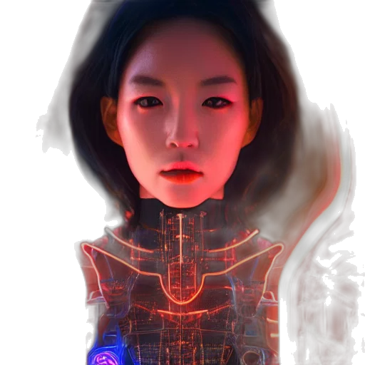 robot, face, jacket, cyberpunk transparent PNG cut-out