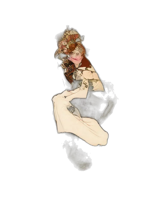 dress, creature, hair, staff transparent PNG cut-out