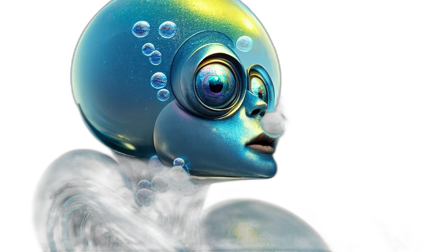 robot, mask, 3d render, concept art transparent PNG cut-out