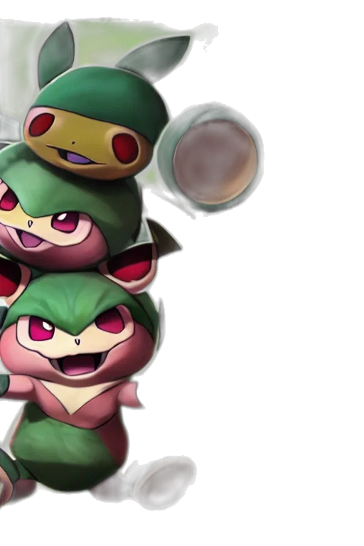 concept art, 3d render, pixel art, green transparent PNG cut-out