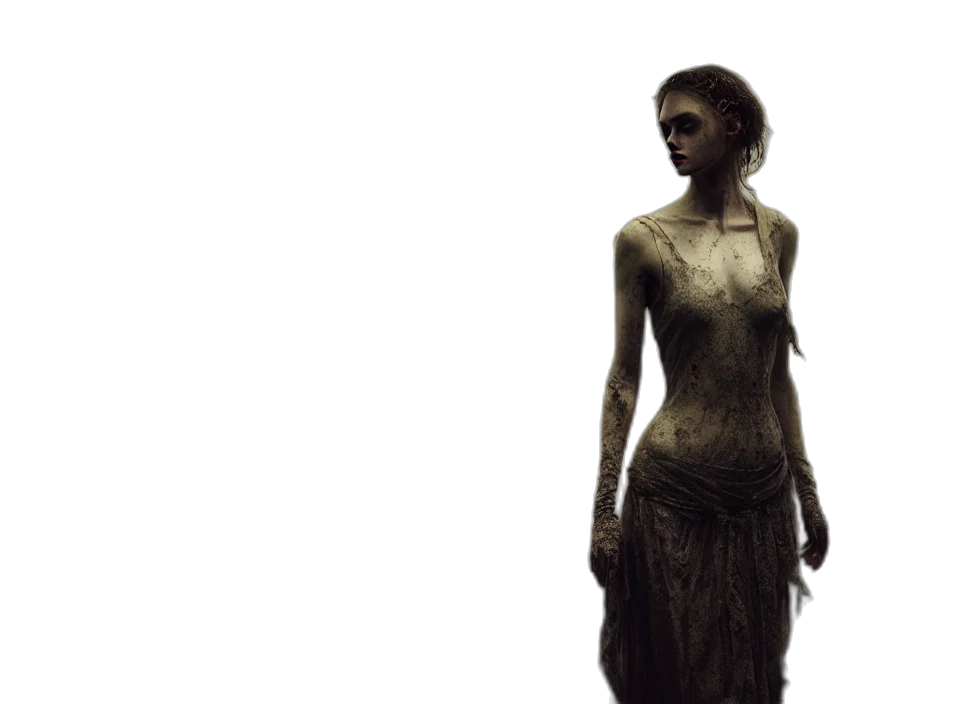 dress, creature, staff, mask transparent PNG cut-out