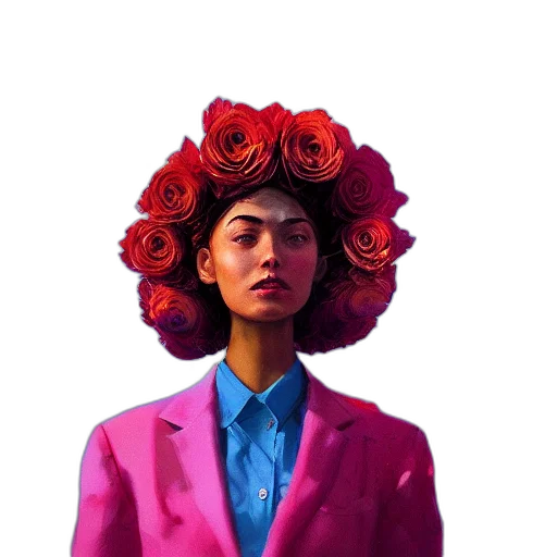 jacket, face, flower, crown transparent PNG cut-out