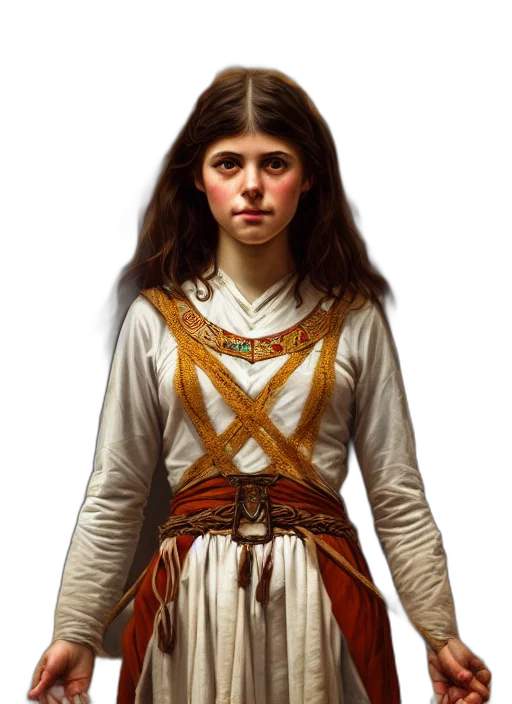 face, dress, sword, staff transparent PNG cut-out