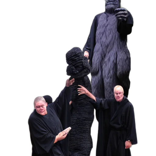 dress, mask, staff, creature transparent PNG cut-out