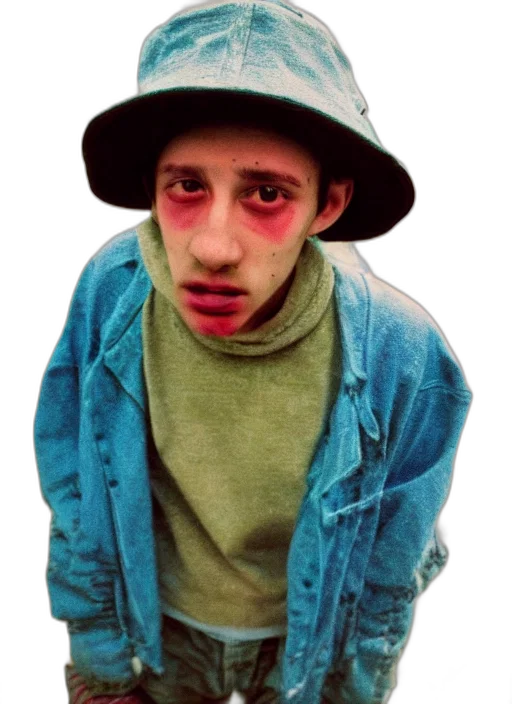 hat, jacket, face, creature transparent PNG cut-out