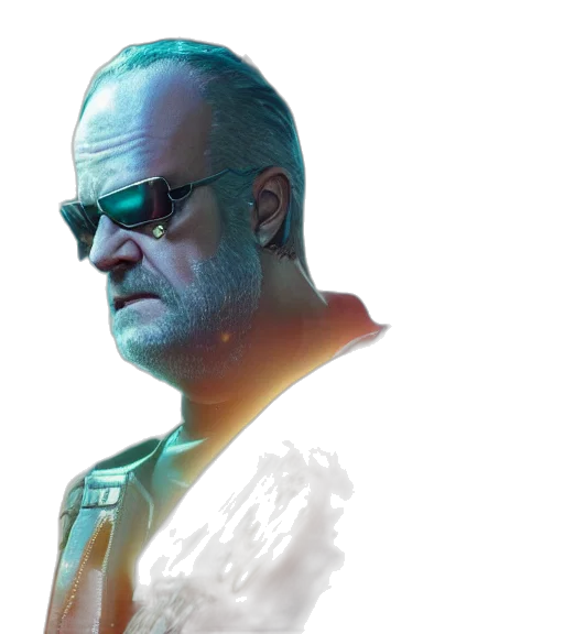 jacket, face, robot, cyberpunk transparent PNG cut-out