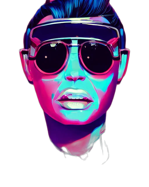 face, vaporwave, cartoon, photorealistic transparent PNG cut-out