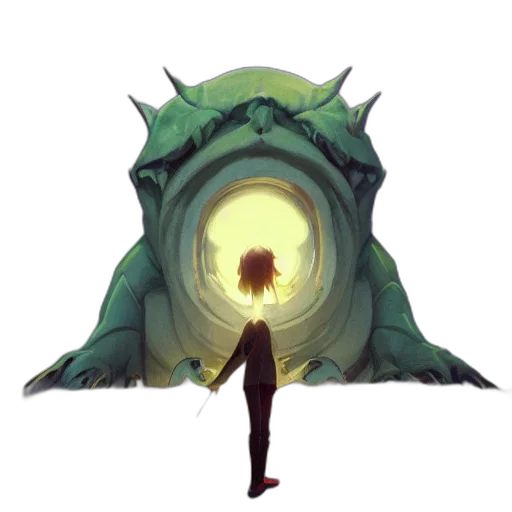 creature, staff, mask, dragon transparent PNG cut-out