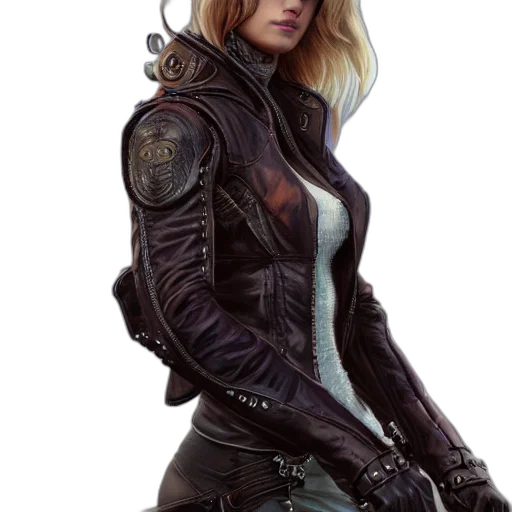 jacket, weapon, concept art, cyberpunk transparent PNG cut-out