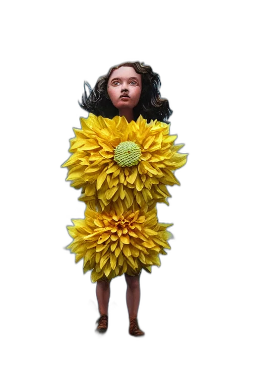 dress, flower, creature, hair transparent PNG cut-out
