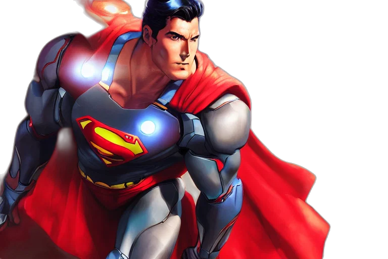 comic book art, concept art, superman, ironman transparent PNG cut-out
