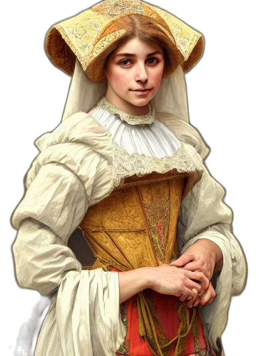 face, dress, hat, staff transparent PNG cut-out