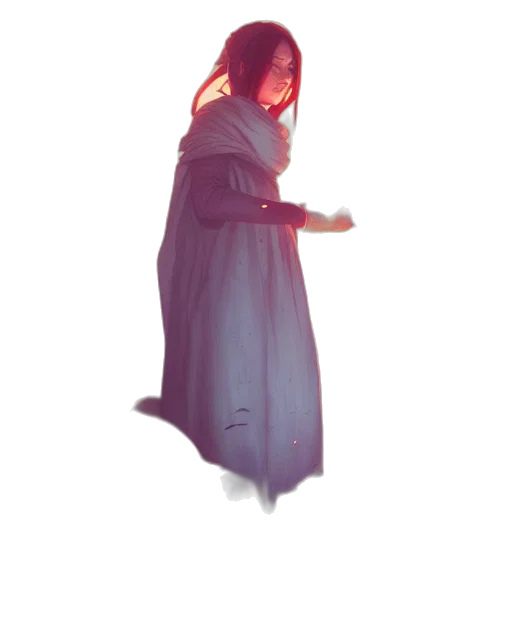 dress, staff, creature, mask transparent PNG cut-out