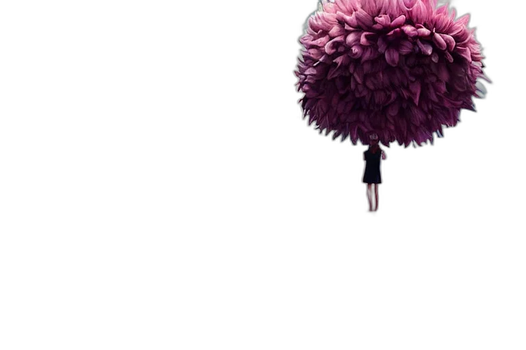 umbrella, flower, hair, staff transparent PNG cut-out
