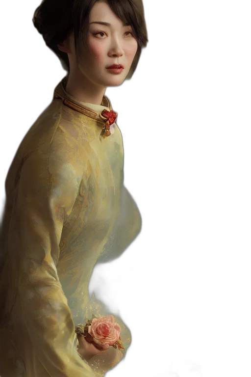 dress, staff, face, jewelry transparent PNG cut-out