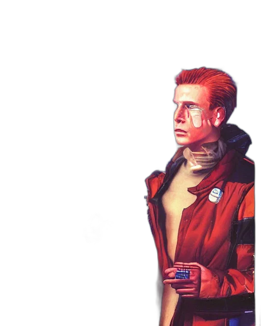jacket, robot, face, staff transparent PNG cut-out