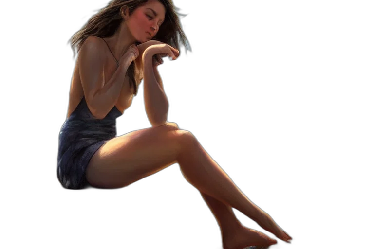 dress, jewelry, shoes, face transparent PNG cut-out