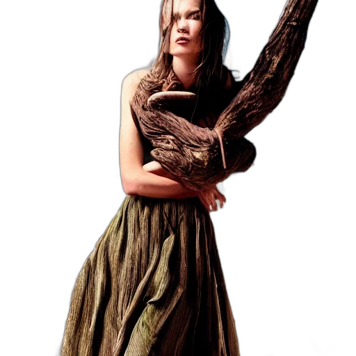 dress, staff, creature, weapon transparent PNG cut-out