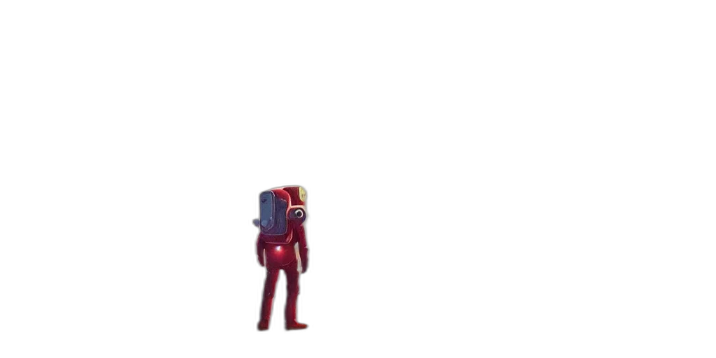 robot, creature, jacket, staff transparent PNG cut-out