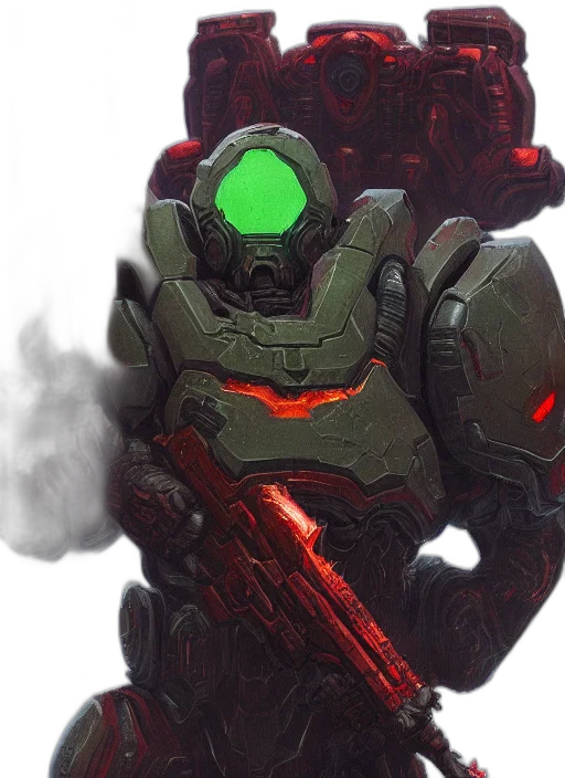 robot, weapon, concept art, 3d render transparent PNG cut-out