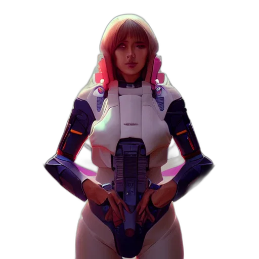 robot, jacket, weapon, staff transparent PNG cut-out