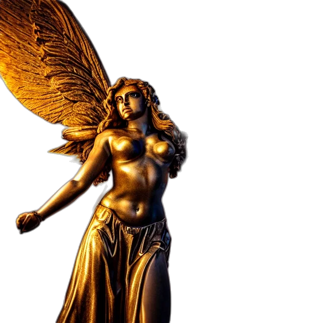 concept art, fantasy art, 3d render, golden transparent PNG cut-out