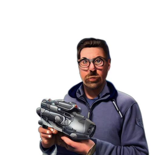 robot, weapon, staff, jacket transparent PNG cut-out