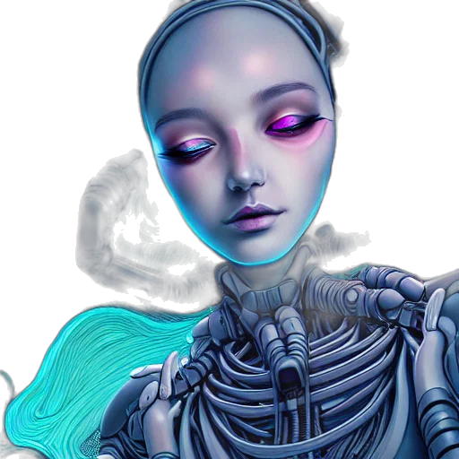 robot, cyberpunk, concept art, vaporwave transparent PNG cut-out