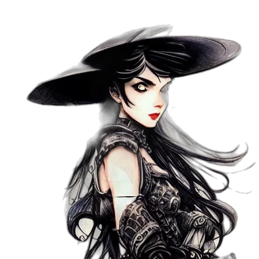 dress, hat, fantasy art, concept art transparent PNG cut-out