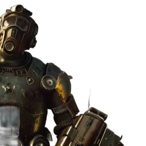 robot, concept art, 3d render, golden transparent PNG cut-out