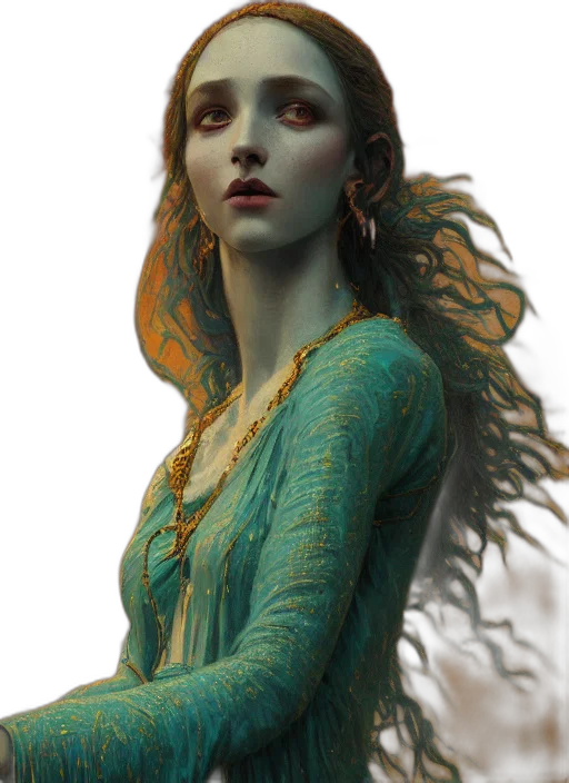 dragon, dress, jewelry, face transparent PNG cut-out