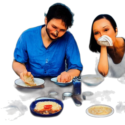 food, photorealistic, woman, man transparent PNG cut-out