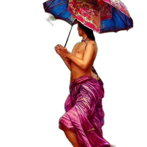 umbrella, dress, staff, hat transparent PNG cut-out